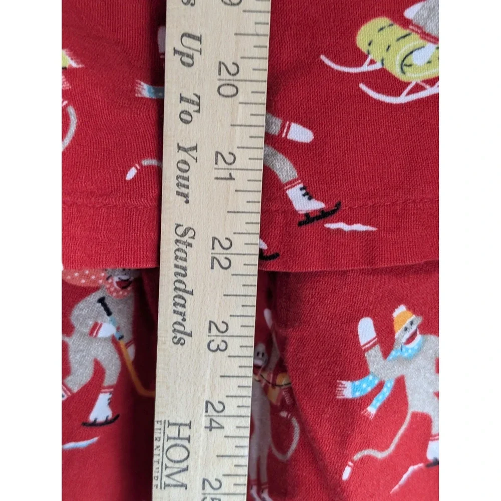Nick &‎ Nora Flannel Pajama Set Womens S Red Sock Monkey Christmas Winter